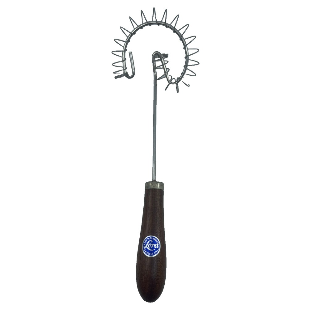 Vtg Danish 1960's‎ MCM Dark Teak Stainless Steel Whisk Utensils Denmark Lora 11"